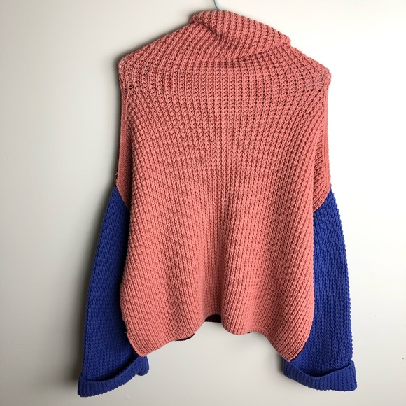 FREE PEOPLE Park City Color Block Cowl Neck Knit Sweater - Picture 7 of 9